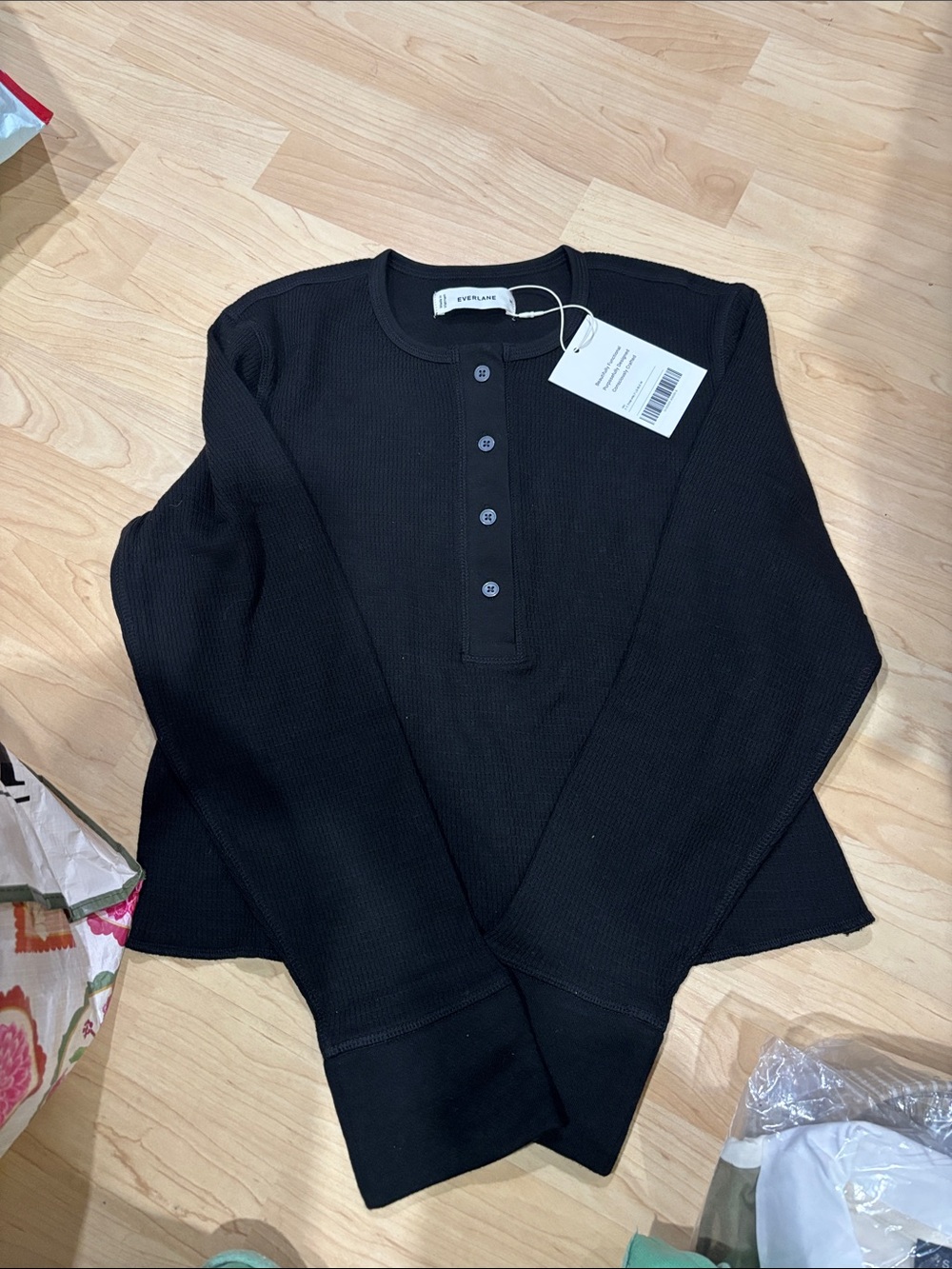 Everlane Black Ribbed Henley Camisole